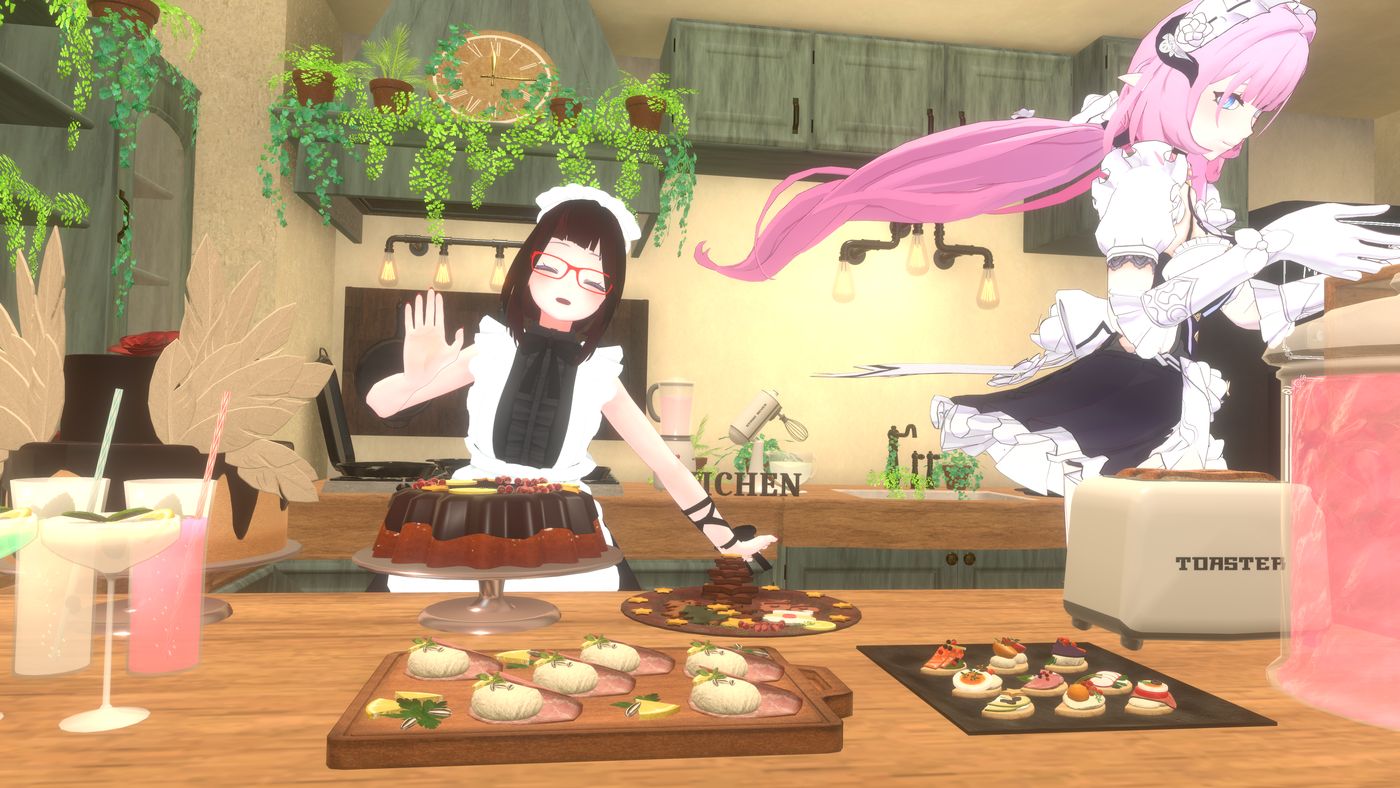 nesnalica at a VRChat café overlooking the city